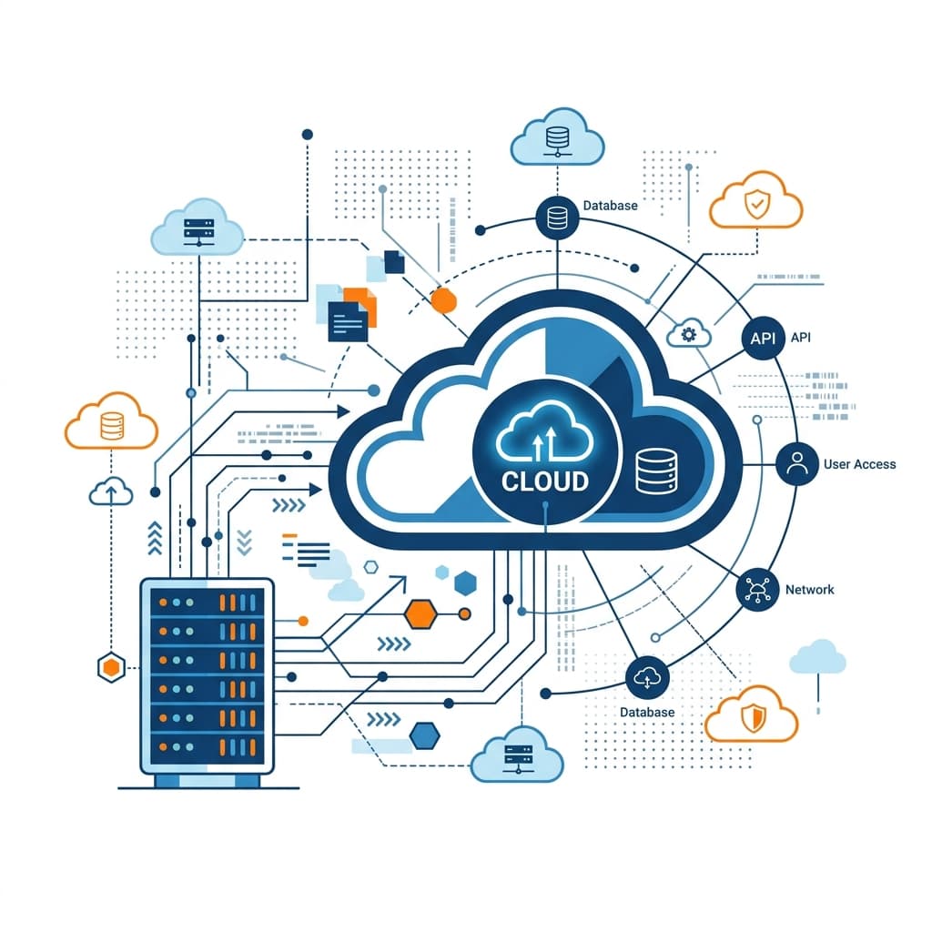 TwinsCloud Corporate Cloud Solutions and Infrastructure Engineering Illustration